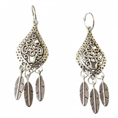 Klem oorbellen -Tibetaans- hanger- zilverkleur-geen gaatje-Charme Bijoux