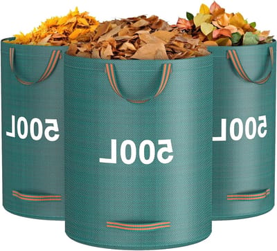 Duurzame Tuinafvalzakken met Handvatten, 500L x 3 Herbruikbare Tuinzakken voor Bladeren, Afval en Tuinafval, Vouwbare en Waterdichte Oplossing