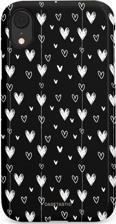 Casetastic Hoesje Geschikt voor Apple iPhone Xr - Stijlvolle Beschermende Duo-layer Case - Hangend Hartje