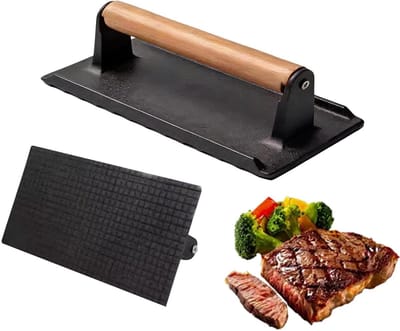 Biefstukpers - Vleespers Grill - Burgers Grillen - Vet Afvoerend - 16 x 8 x 8 cm - Zwart