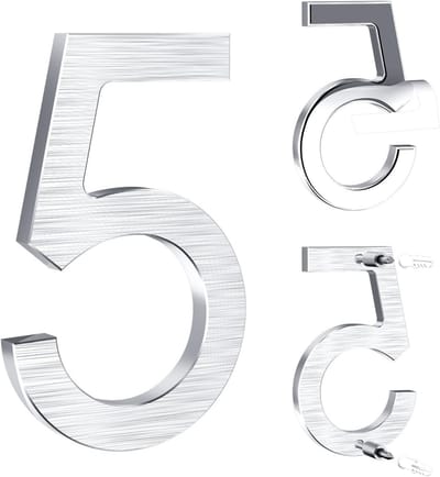Dailygoods- Huisnummer 12,5 cm - Massief Aluminium - Geborsteld Oppervlak - Zelfklevend/Met Schroeven - Weerbestendig - Voor Deur/Muur/Poort - Deurbord