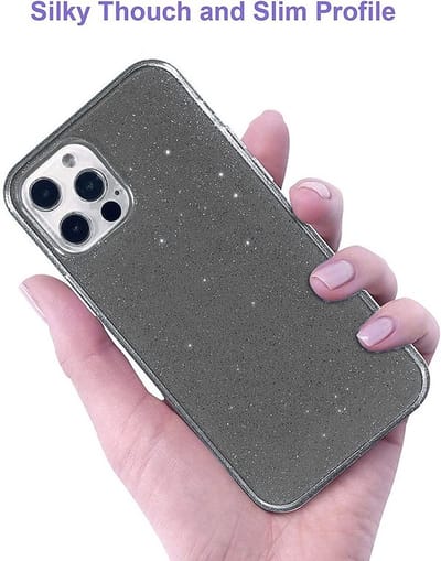 Hoesje Geschikt Voor Samsung Galaxy A22 5G hoesje glitter backcover – Zwart – oTronica