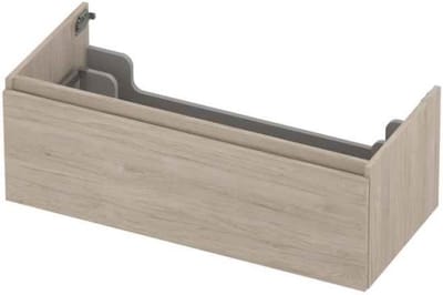 INK wastafelonderkast 1 lade greeploos met houten keerlijst 100x45x35cm, ivoor eiken