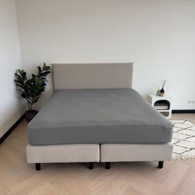 Kayori Emma Hoeslaken Katoensatijn - 90x200cm - Matrasdikte 35cm - Rondom Elastiek - Denim