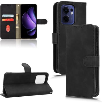 Luxe mat zwart agenda book case hoesje - telefooonhoesje geschikt voor OPPO Reno13 F 5G / Reno 13 F 5G