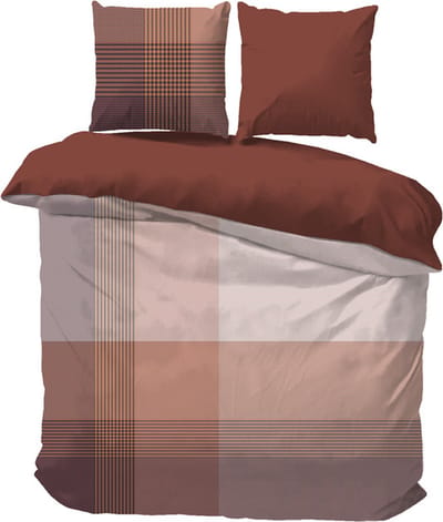 iSleep Dekbedovertrek Erik - Eenpersoons - 140x200/220 cm - Terra