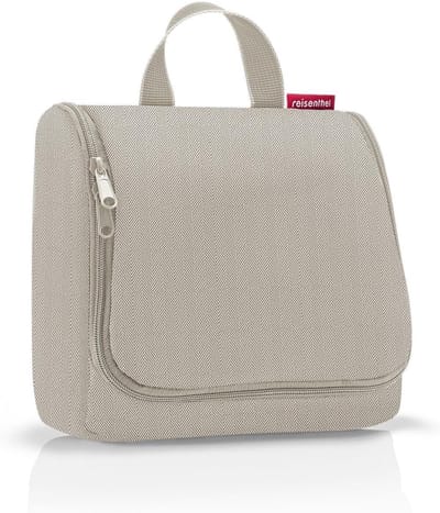 Toiletry Bag with Hooks - Water Repellent Material Herringbone Sand - One Size Sports - Practical Reisenthel Toiletry Bag Toilettas met haak