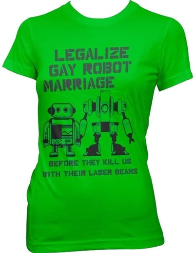Hybris Legalize Gay Robot Marriage Girly T-shirt voor dames, groen