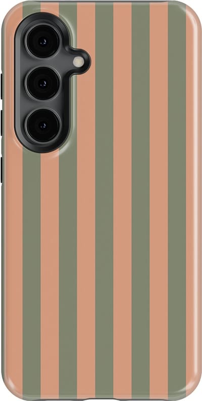 DripCase Gestreept Hoesje Samsung Galaxy S24 | Backcover met Mag | Stripes Motief | Trendy Case Samsung Galaxy S24 met Strepen Sweet Sage