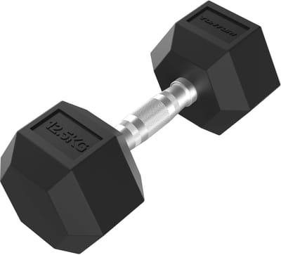 Tunturi Platinum Hexa Dumbbell - Rubber - 1x 12.5kg - Zwart