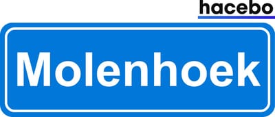 Hacebo - Plaatsnaam Sticker - 29x10 CM - Molenhoek sticker - Verkeersborden sticker - grappige cadeaus - Molenhoek