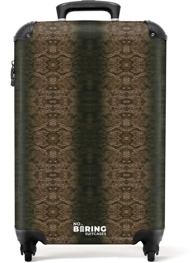 NoBoringSuitcases.com - Koffer - Bruin koperen slangenhuid met symmetrische schubstructuur - Past binnen 55x40x20 cm en 55x35x25 cm - Trolley handbagage - Valiezen met wieltjes volwassenen - Reiskoffer op wielen - Rolkoffer lichtgewicht