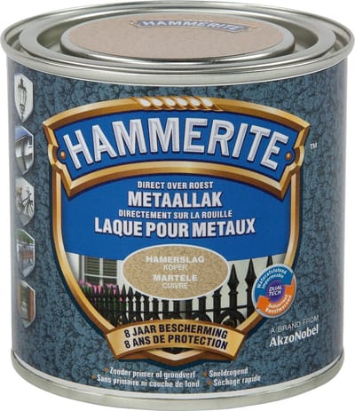 Hammerite Metaallak Hamerslag - Koper - Koper - 250 ml - 10 m²/l - Afwerkingslaag