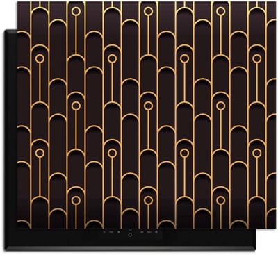 KitchenArt - Golden Arc – Inductie Beschermer - 52x35 cm - Kookplaat Beschermer - Luxe Afdekplaat Inductieplaat - Anti-slip & Oprolbaar - Beschermmat Inductiekookplaat