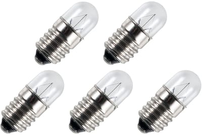Signaallamp E10 12V 2W - 166 mAh - 5 stuks - T9 Gloeilamp Ø9mm - 23mm - 2500K - Dimbaar