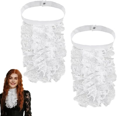 Set van 2 Ruffle Rokjes met Verwijderbare Kraag van Polyester, Piratenkostuum Accessoires voor Historische en Renaissance Evenementen, 240 x 425 mm