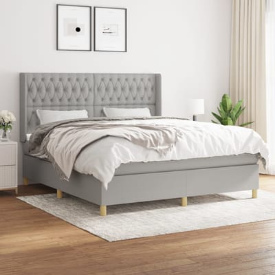 vidaXL - Boxspring - met - matras - stof - lichtgrijs - 180x200 - cm