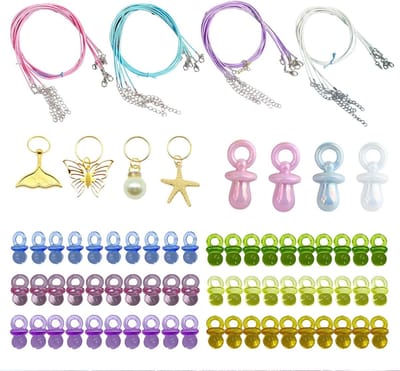 Set van 72 accessoires voor vrouwen, dummy ketting van plastic, retro en tattoo stijl, origineel cadeau voor themafeesten en verjaardagen, trendy en uniek