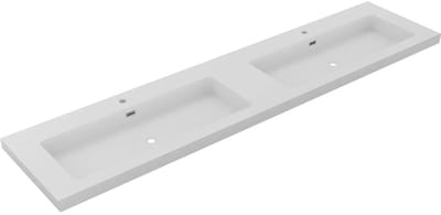 DutchLine - Atlanta Wastafel 200 Dubbele Wasbak - Mat Wit - 2 Kraangaten