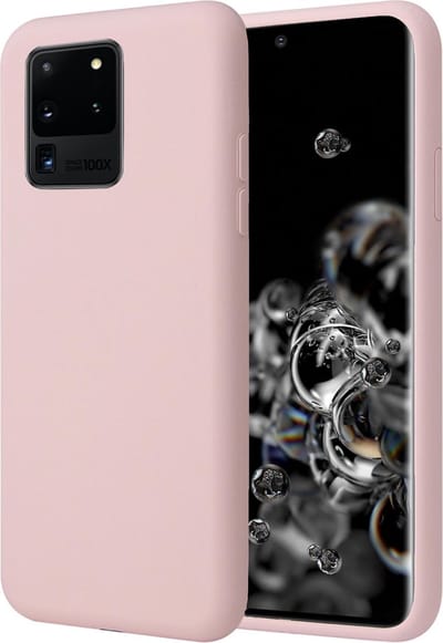 Hoesje geschikt voor Samsung Galaxy S20 Ultra - Matte Back Cover Microvezel Siliconen Case Hoes Roze