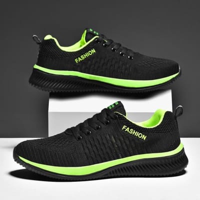 Mode Heren Sneakers Ademend Mesh Sport Hardlopen Heren Schoenen Trend Tennis Heren Sneakers Lichtgewicht Casual Wandelen Platform Schoenen 42 black