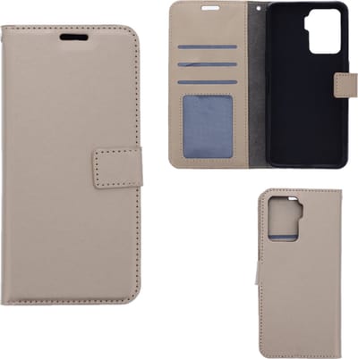 LuxeBass Hoesje geschikt voor Oppo Reno 5Z - Boekhoesje met kaartvakken - Goud gsm hoesje - telefoonhoes - telefoonhoesjes