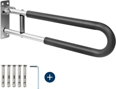 VOKA Opklapbare Toiletbeugel - Toiletbeugel opklapbaar - Toiletsteun - Wandbeugel - 60 cm - Anti-slip - Gratis bevestiging set - Incl. bevestiging set - Wandsteun - Max. 150kg. Extra grip - Inklapbare toilet beugel + Handleiding