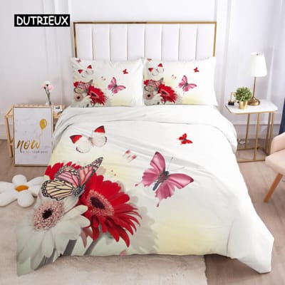 Beddengoedset Dekbedovertrek Kussenslopen Trooster/Quilt/Dekenovertrek Luxe 3D HD-kwaliteit Gedrukt Reactieve Koningin Enkel blad US Queen(228x228cm)