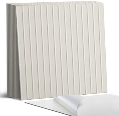 Coloray Plaktegels - Verticale textuurstrepen Portugese Tegels - 30 cm x 30 cm - Beige Plaktegels - 9 stuks - Vierkant PVC Tegels - Plaktegels Keuken - Zelfklevende Vloertegels - Vinyltegels Vloer Zelfklevend - Zelfklevende Tegels