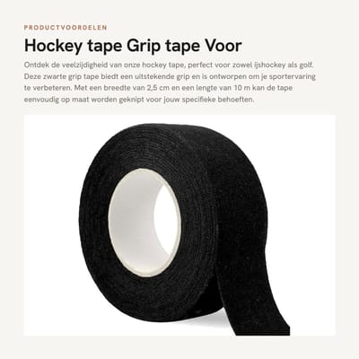 Dailygoods- Hockey Tape 2,5 cm x 10 m - Grip Tape - Antislip Tape - Sport Tape - Zwart - Hoge kwaliteit katoen - Griptape