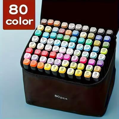 80 Kleuren Dual Tip Markers Set – Viltstiften met Brush & Fine Tip voor Tekenen en Schetsen