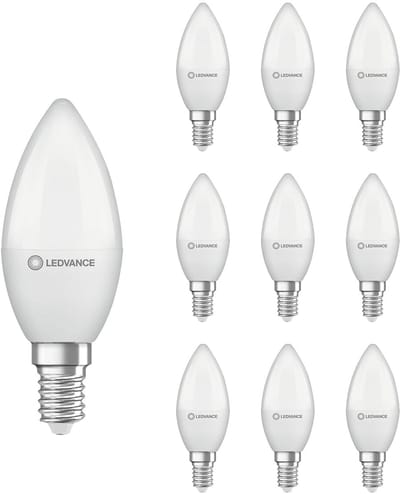 Ledvance LED Kaarslamp E14 - 4.9W 470lm 2700K Mat Glas - Ø35mm - Geschikt voor kroonluchters, bureaulampen, sfeerverlichting - 10 stuks