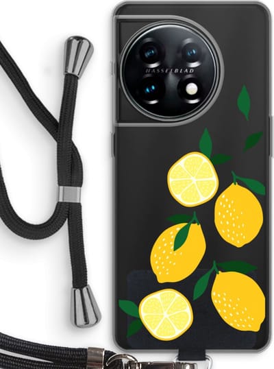 Case Company® - Hoesje met koord geschikt voor OnePlus 11 hoesje met Koord - You're my lemon - Telefoonhoesje met Zwart Koord - Bescherming aan alle Kanten en Over de Schermrand