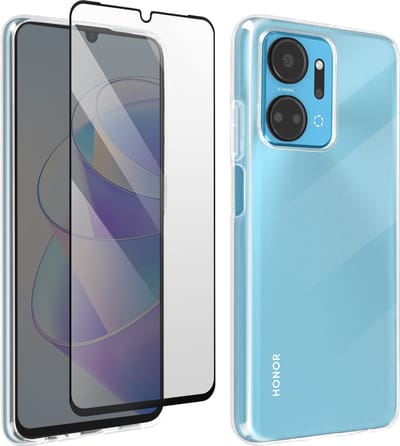 Bigben Connected, Hoesje geschikt voor Honor X7a - Set met Flexible Glass, Transparant