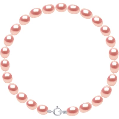 Kralen armband Zoetwater 4-5mm Rijstkorrels Roses Wit Goud 18 Karaat