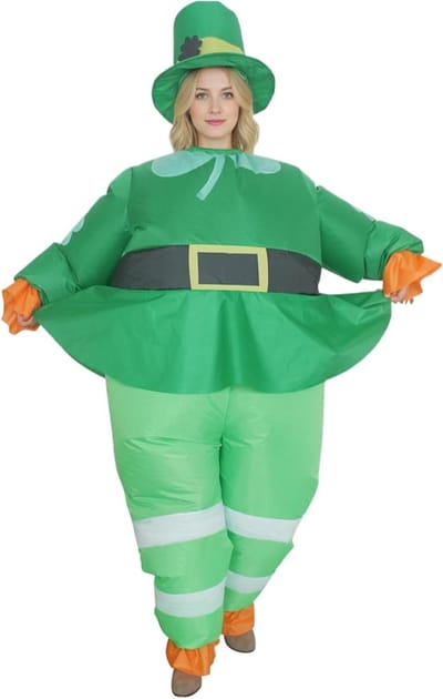Opblaasbaar Kostuum - Feestelijk Gnome - Themafeest Bezoeken - Inclusief Hoed - 160-190 cm - Groen