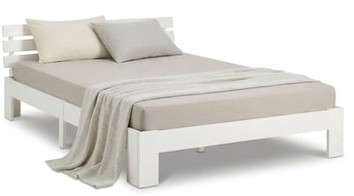 Homestyle4u Twijfelaarbedden 120x200 cm - Houten bed - Bedframe - Wit