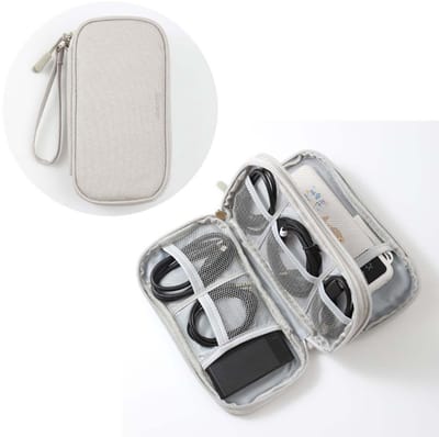 Gloovon® Kabel Organizer Tas - 2-laags Electronica Accessoires Etui - Waterafstotend & Schokbestendig - Reis Opbergtas - Grijs