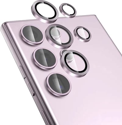 Screenz® - Camera lens protector geschikt voor Samsung Galaxy S22 Ultra - Screenprotector - Beschermglas - Glasplaatje geschikt voor S22 Ultra - Paars - Set van 5