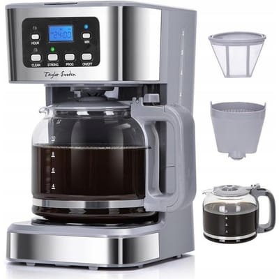 Taylor Swoden Koffiezetapparaat Filterkoffie - 1.5L/ 12 Kopjes - Digitaal Display - Timer - Warmhoudfunctie - Anti-Drup - 950w - RVS