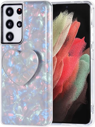 UNIQ Accessory hoesje voor Samsung Galaxy S21 Plus - TPU Backcover - Heartshaped Popsocket - Zwart