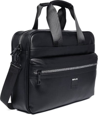 REPLAY Laptoptas Schoudertas met laptopvak Working Bag Black Zwart