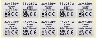 Allecto - Motor Sticker 36V 250W - Waterdichte Motorlabel - 10 Stuks - Geschikt voor BBS02B BBS01 - 30x30mm
