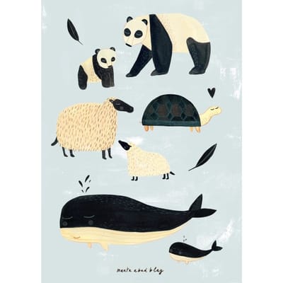 Petit Monkey poster B&W animals grey 50 x 70 cm
