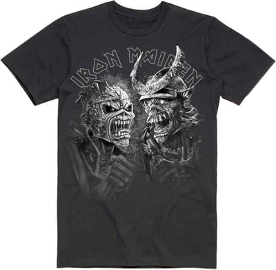 Iron Maiden - Senjutsu Large Grayscale Heads Heren T-shirt - S - Zwart
