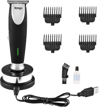 Baardtrimmer voor heren - Snoerloos, Snellader met USB, Dichtbij Trimdesign, Vintage Ontwerp