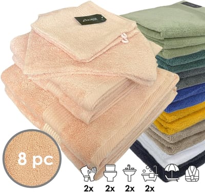 iSleep Terry Badtextiel - Voordeelset (8 delig) - 2x Washandje 16x22 cm - 2x Gastendoekje 30x50 cm - 2x Handdoek 60x110 cm - 2x Badlaken 70x140 cm - Oud Roze