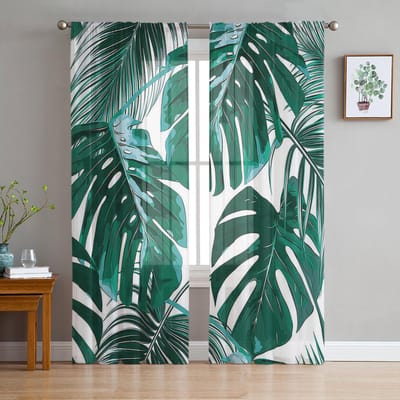 Jungle Cartoon Dier Leeuw Zebra Pure Gordijnen voor Woonkamer Kind Slaapkamer Tule Gordijnen Keuken Raam Behandelingen Panel 1 PCS W100XH250cm&Grommet Top white