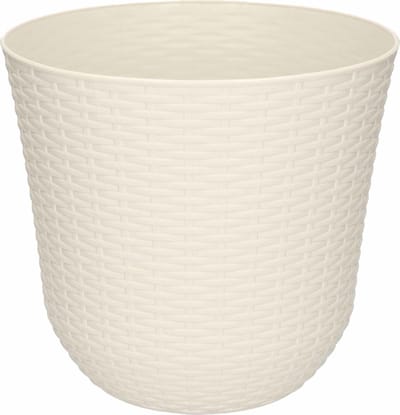 PlasticForte Plantenpot - ivoor wit - D25 x H23 cm - rotan kunststof - bloempot