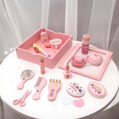 Houten Speelgoed Make-up - Kinderset - Fantasierijk Spelen - Complete Realistische Set - 25 x 18 x 6 cm